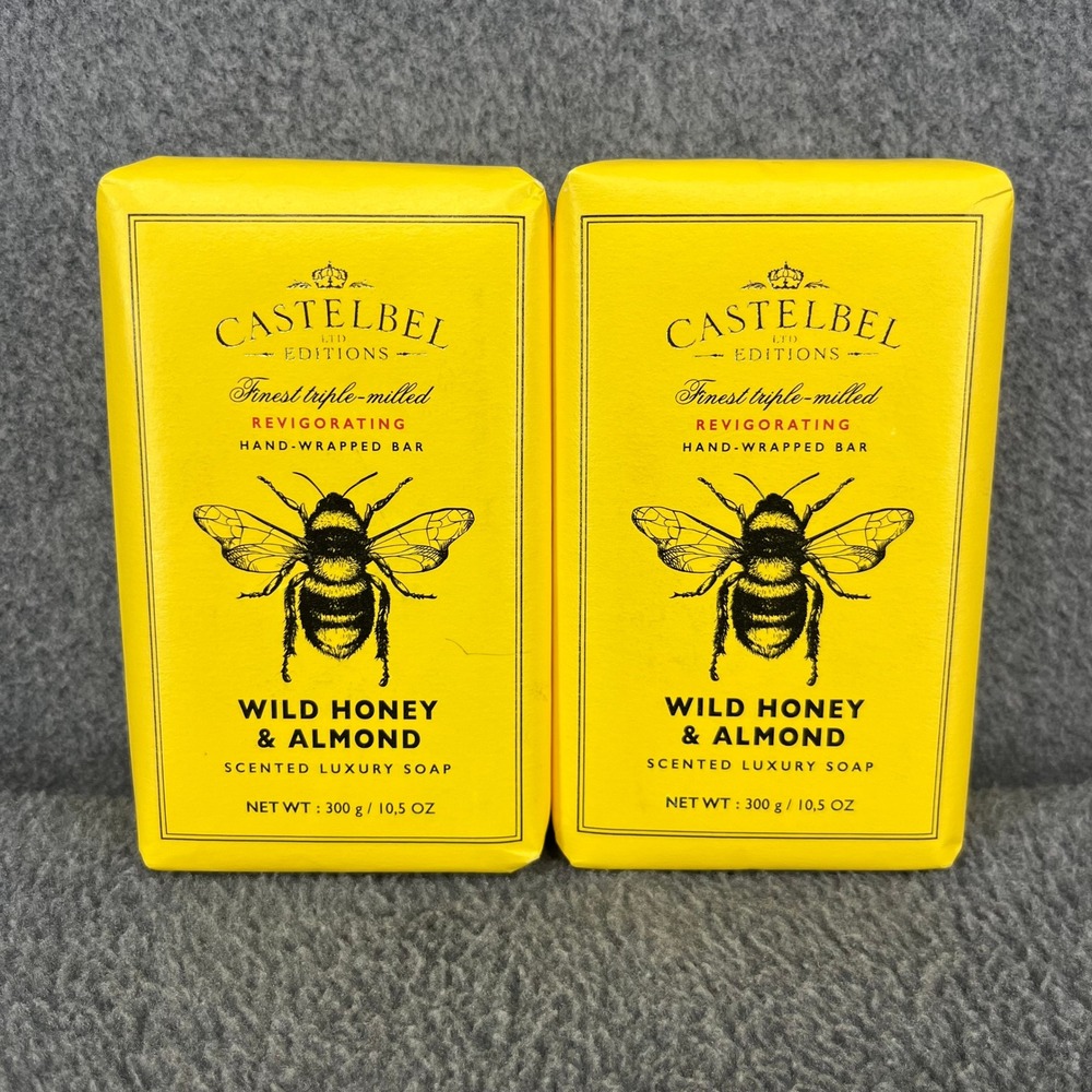 2x Castelbel Soap Yellow Wild Honey & Almond Triple Milled Luxury Bars 10.5 oz